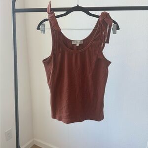 LOFT Terracotta Tank Top with Bow Straps